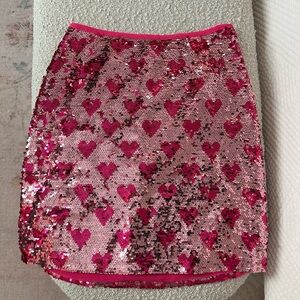 Buddy Love Pink Sequin Heart Mini Skirt